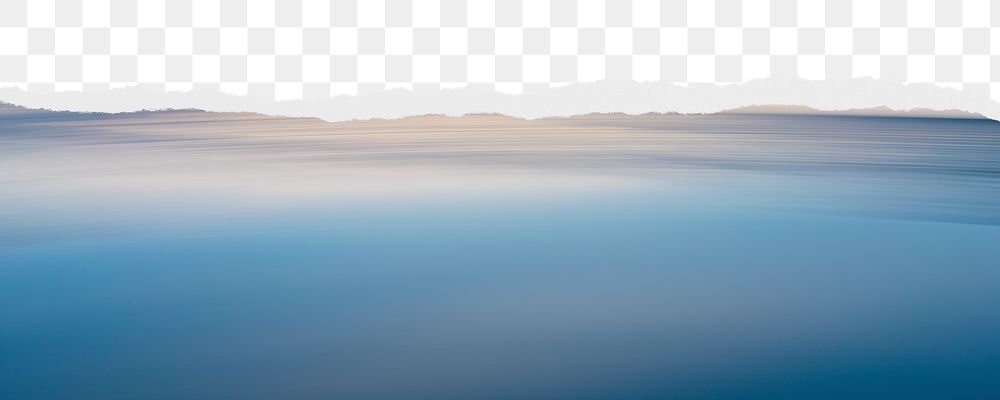 Blue ocean png border, torn paper design, transparent background