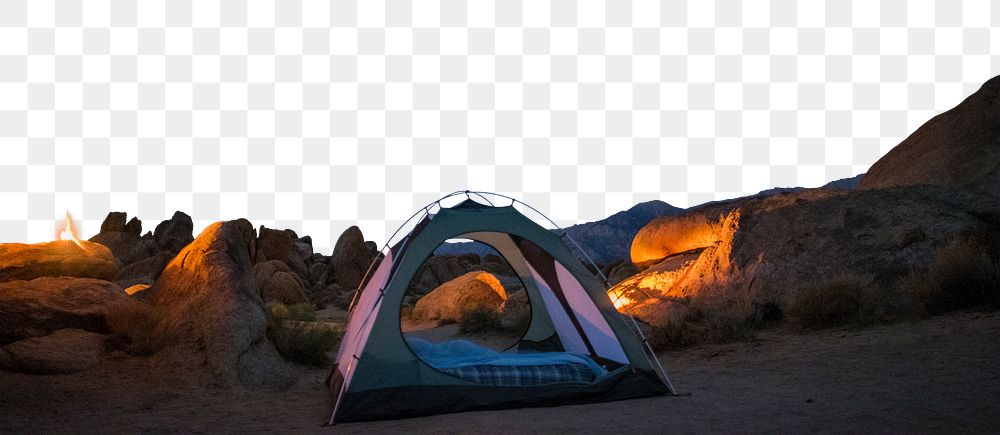 Camping night png border, transparent background