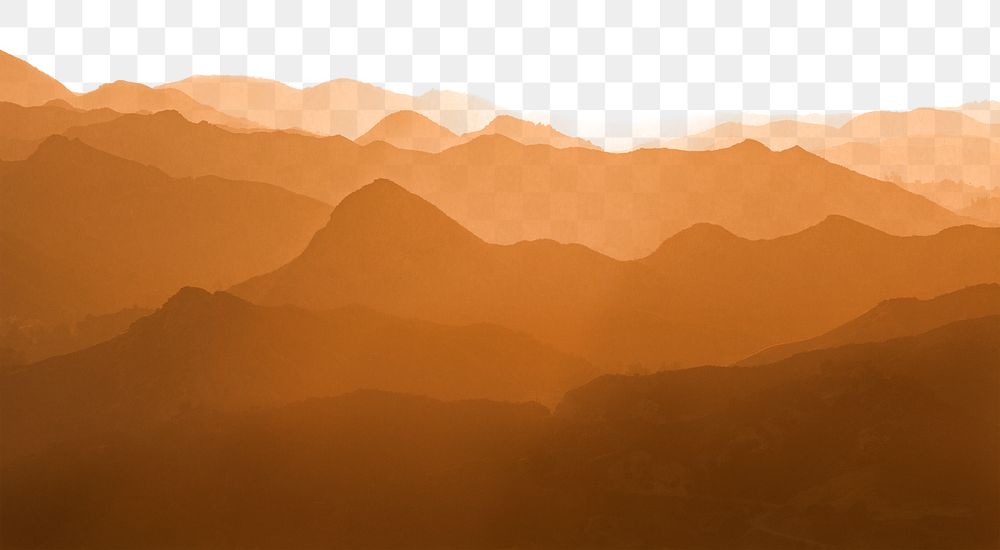 Gradient mountain png border, transparent background