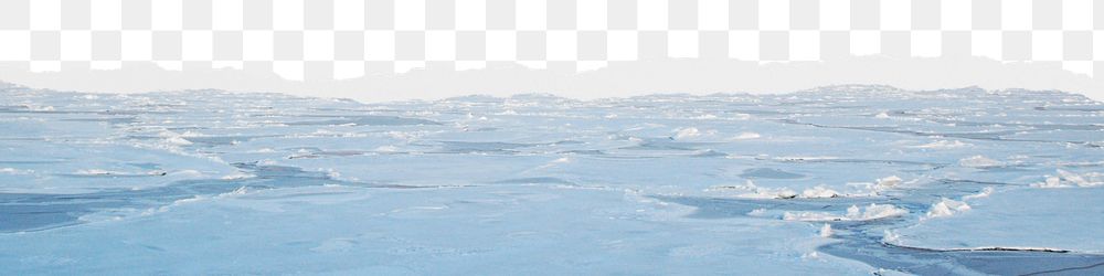 Melting Arctic ice png border, torn paper design, transparent background
