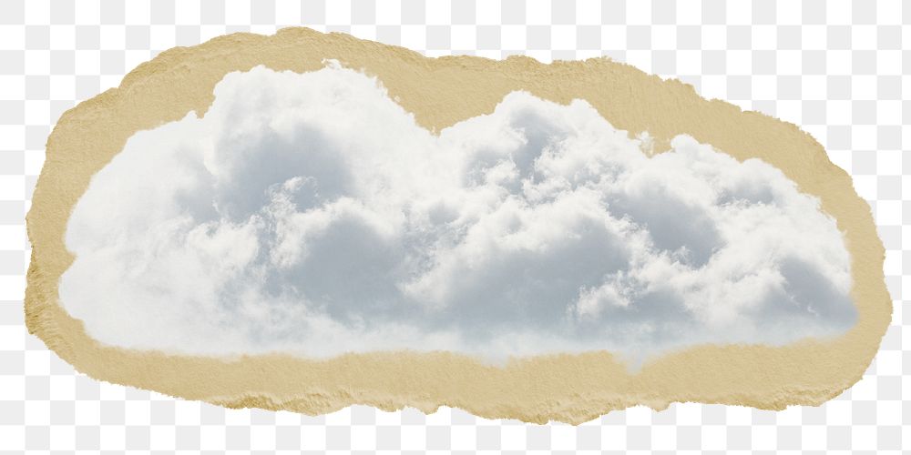 Cloud, weather png sticker, ripped paper, transparent background