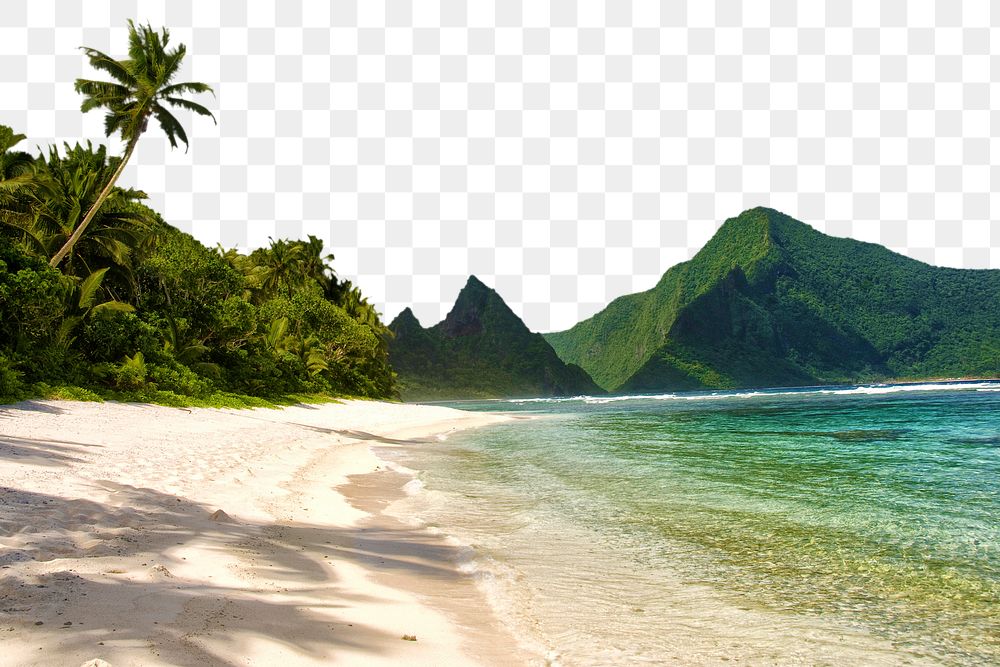 Tropical beach png border, transparent background
