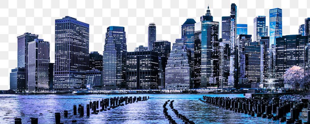 Png cityscape border, New York City, transparent background