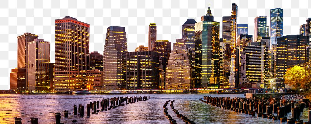 Png skyline border, New York City, transparent background