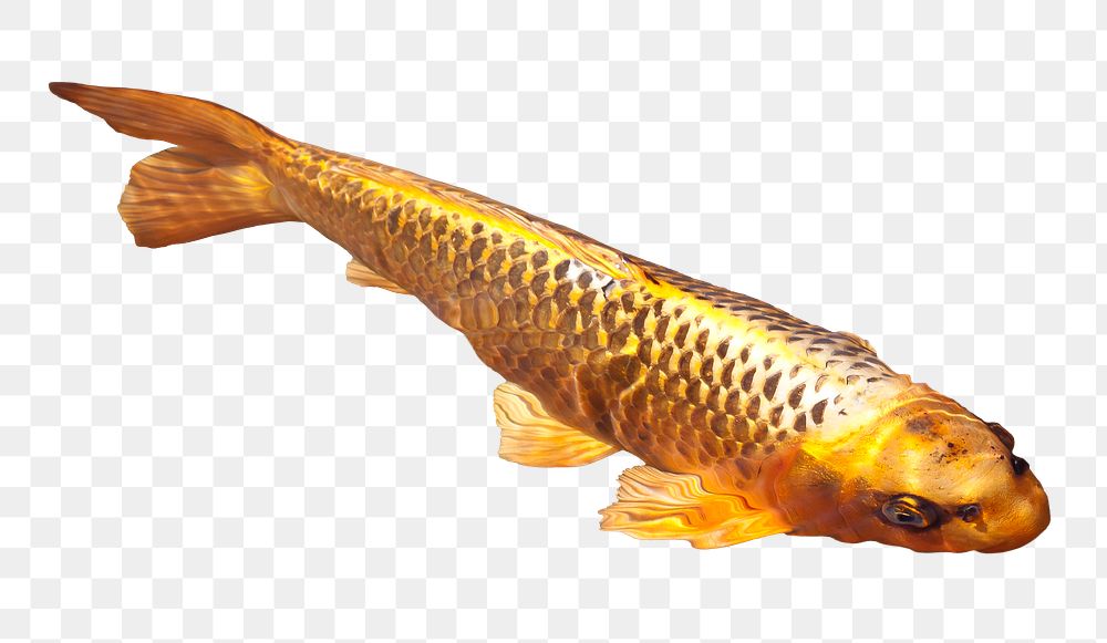 Gold carp fish png sticker, aquatic animal cut out, transparent background