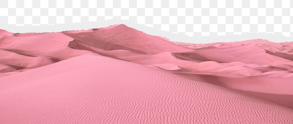 Pink sand dunes png border, torn paper design, transparent background
