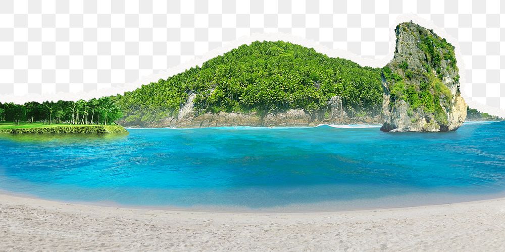 Tropical island png border, nature, transparent background