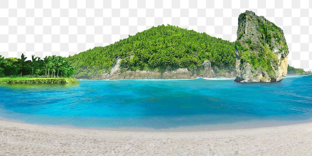 Tropical island png border, nature, transparent background