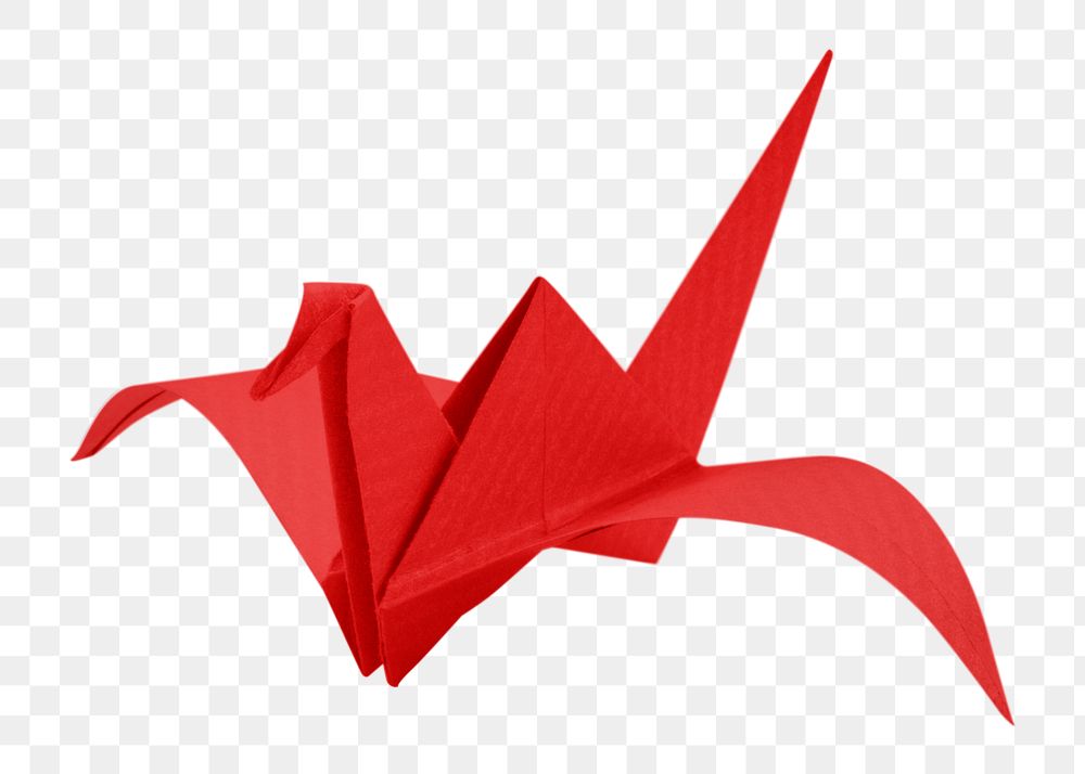 Red paper bird png sticker, animal origami image, transparent background