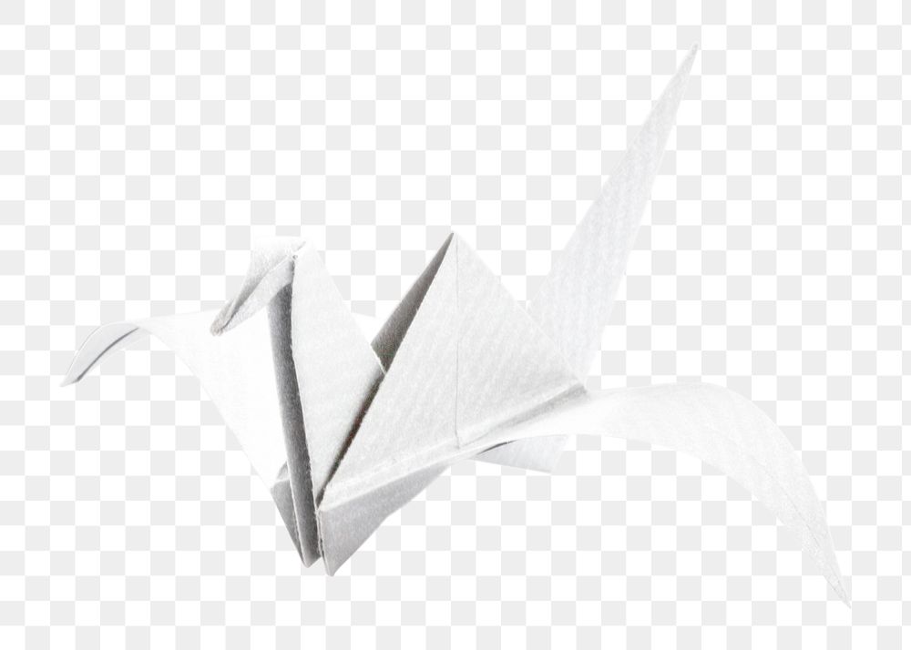 White paper bird png sticker, animal origami image, transparent background