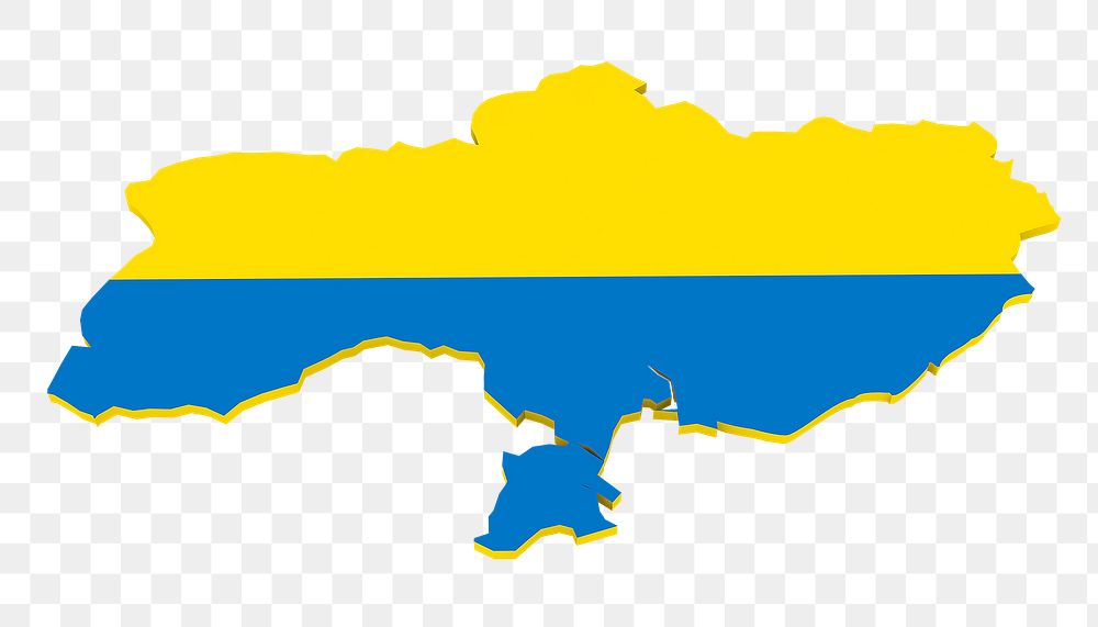 Ukraine flag map png sticker on transparent background