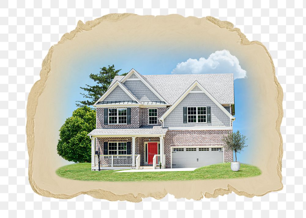 Dream house png sticker, ripped paper, transparent background
