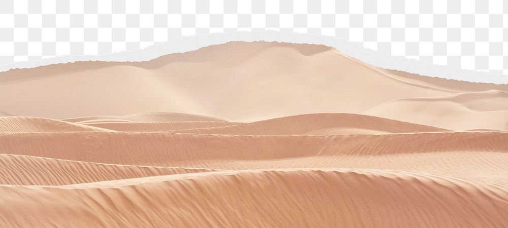 Beige sand dunes png border, torn paper design, transparent background