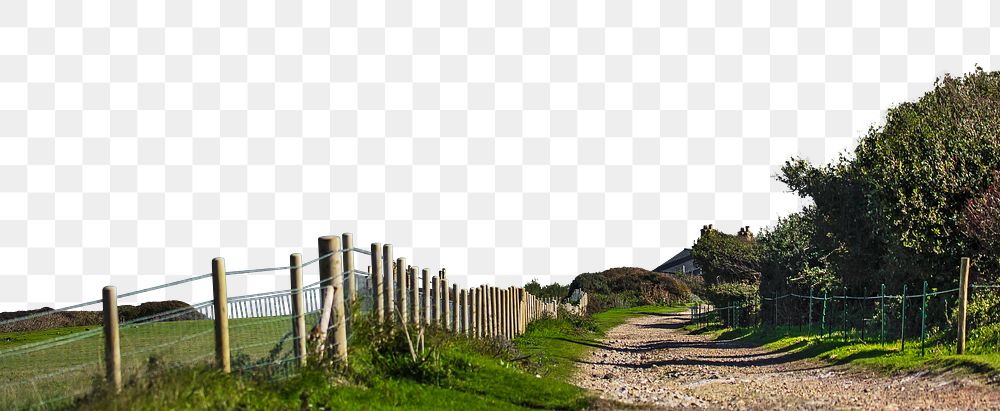 Countryside path png border, transparent background