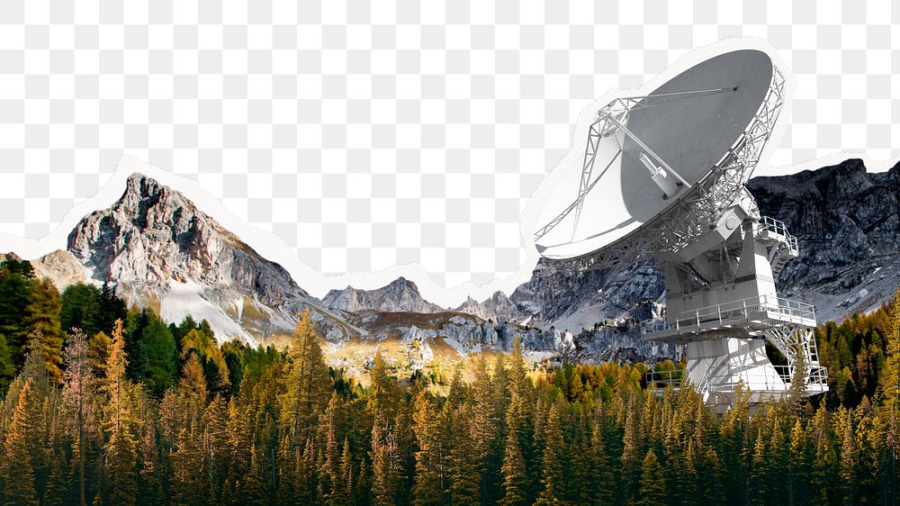 Satellite dish landscape png border, transparent background