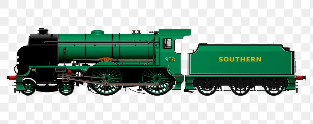 Green train png sticker, vehicle cut out, transparent background