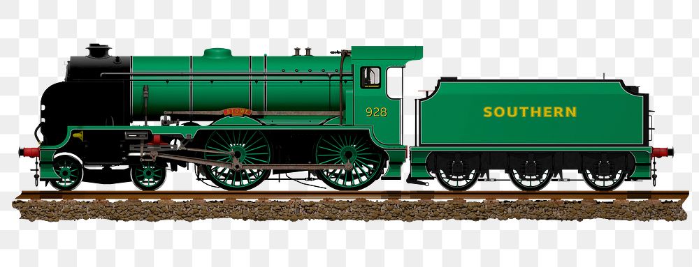 Green train png sticker, vehicle cut out, transparent background