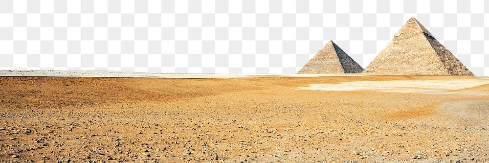 Egyptian pyramids png border, transparent background