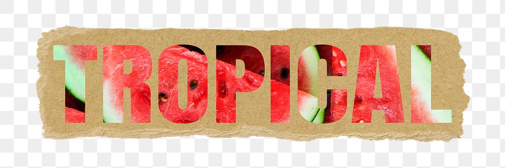 Tropical png sticker, red watermelon, torn paper in transparent background