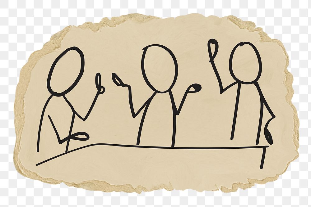 Business discussion doodle png sticker, transparent background