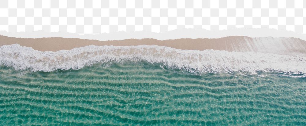 Sea water png ripped paper border, transparent background