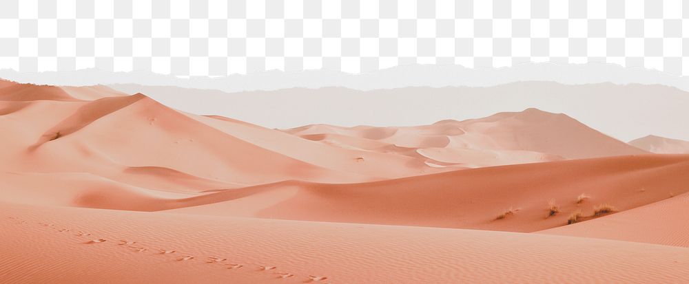 Aesthetic desert png ripped paper border, transparent background