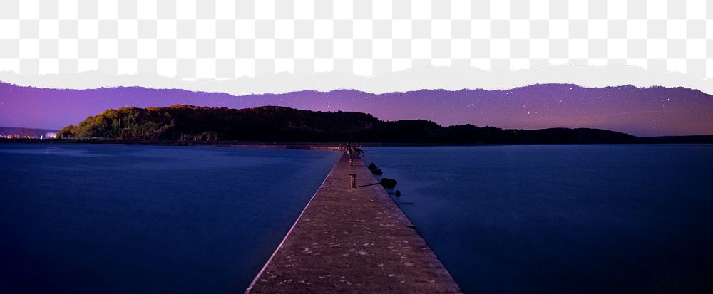 Sea path png ripped paper border, transparent background