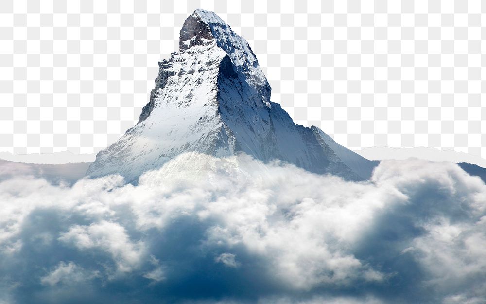 Mountain peak png ripped paper border, transparent background