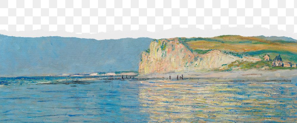 Png Monet low tide painting border, transparent background, remixed by rawpixel.