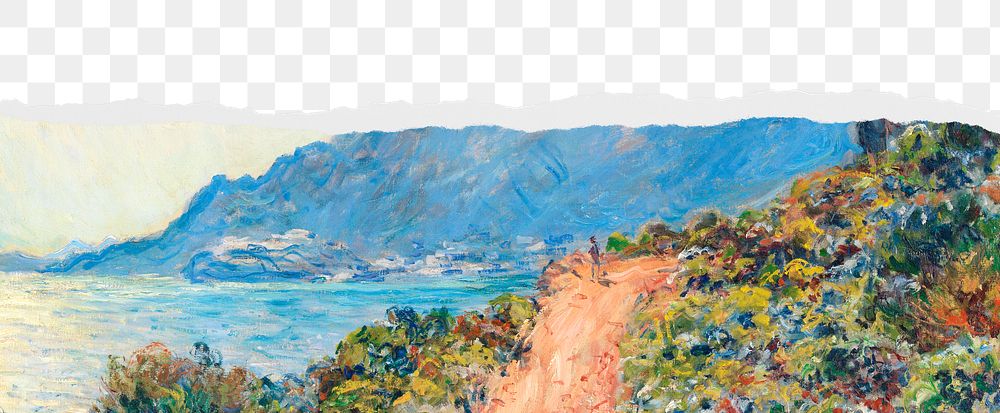 Png Claude Monet landscape border, transparent background, remixed by rawpixel.