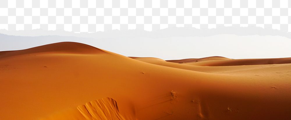 Sahara desert png ripped paper border, transparent background