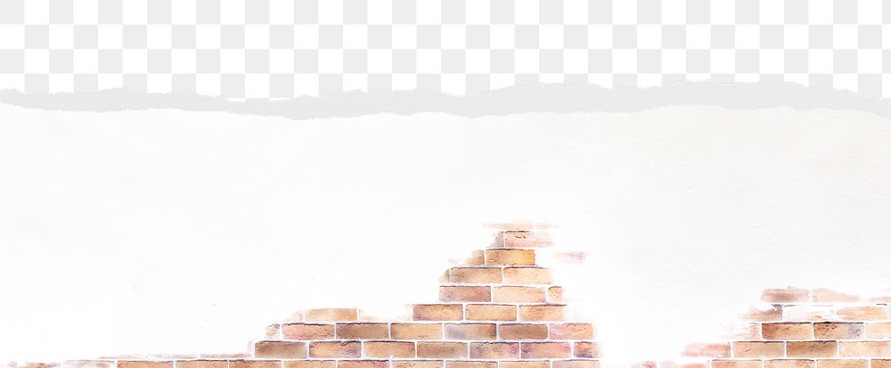 Brown brick png ripped paper border, transparent background