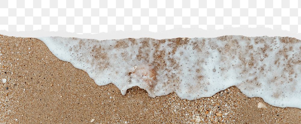 Beach sand png ripped paper border, transparent background