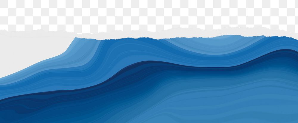 Abstract wave png ripped paper border, transparent background