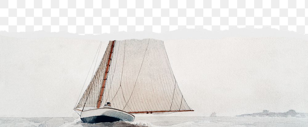 Png Winslow Homer sailboat border, transparent background, remixed by rawpixel.