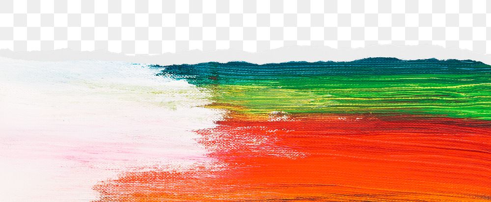 Colorful painting png ripped paper border, transparent background