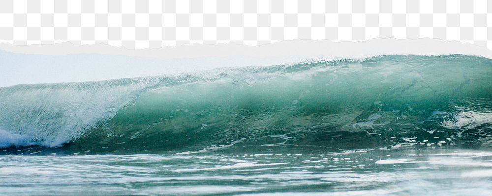 Ocean wave png ripped paper border, transparent background