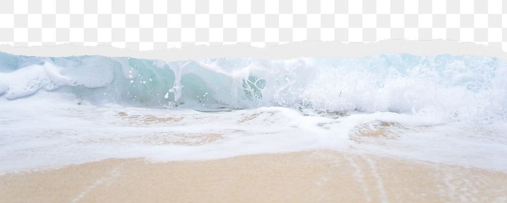 Aesthetic beach png ripped paper border, transparent background