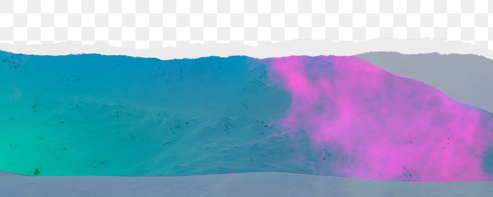 Colorful winter png ripped paper border, transparent background