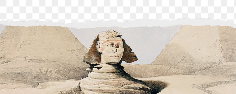 Png Great Sphinx of Giza ripped paper border, transparent background