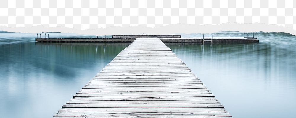 Wooden path png ripped paper border, transparent background