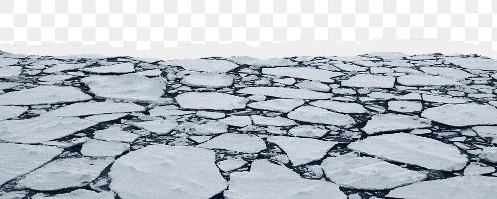 Ice lake png ripped paper border, transparent background