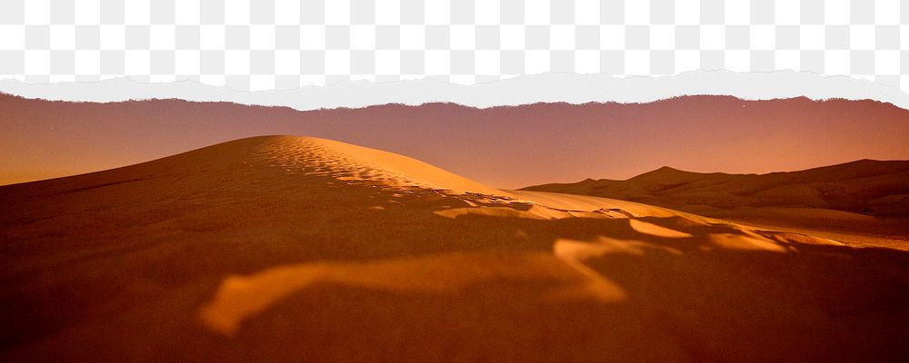 Desert png ripped paper border, transparent background