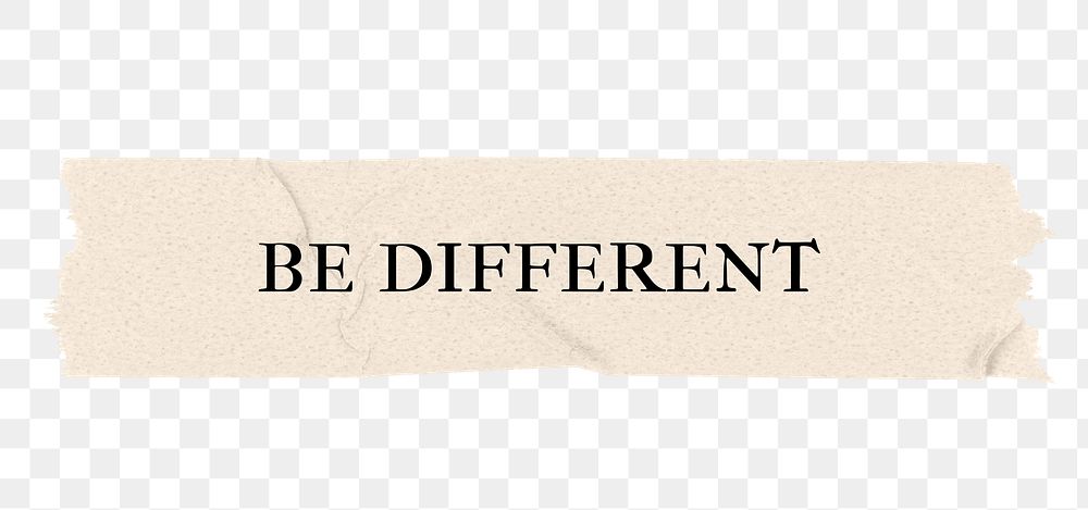 Be different png word, torn paper digital sticker in transparent background