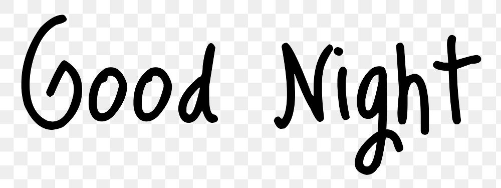 Good night word png, simple typography digital sticker in transparent background