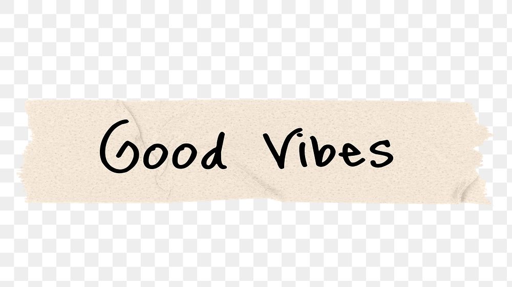 Good vibes png word, torn paper digital sticker in transparent background