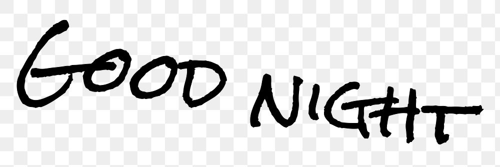 Good night word png, simple typography digital sticker in transparent background
