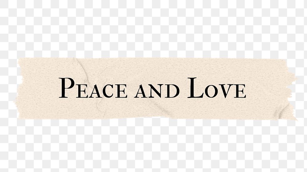Peace and love png word, torn paper digital sticker in transparent background