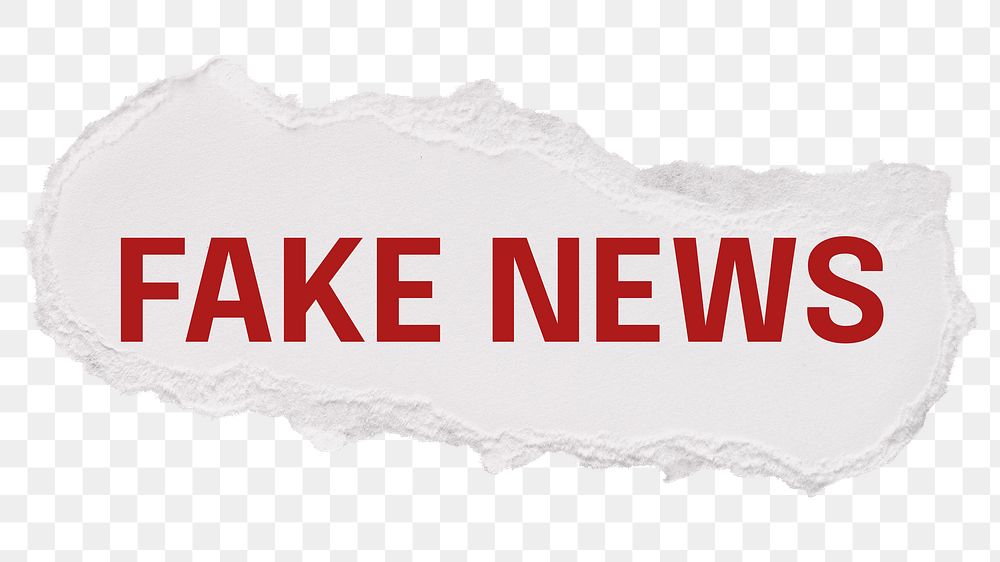 Fake news png word, white paper digital sticker in transparent background