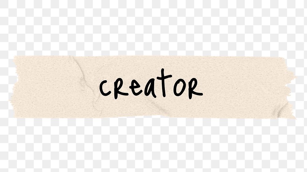 Creator png word, torn paper digital sticker in transparent background